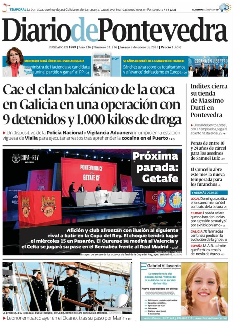 Portada de Diario de Pontevedra (España)
