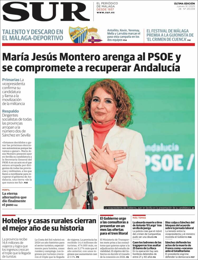 Portada de Diario el Sur (España)