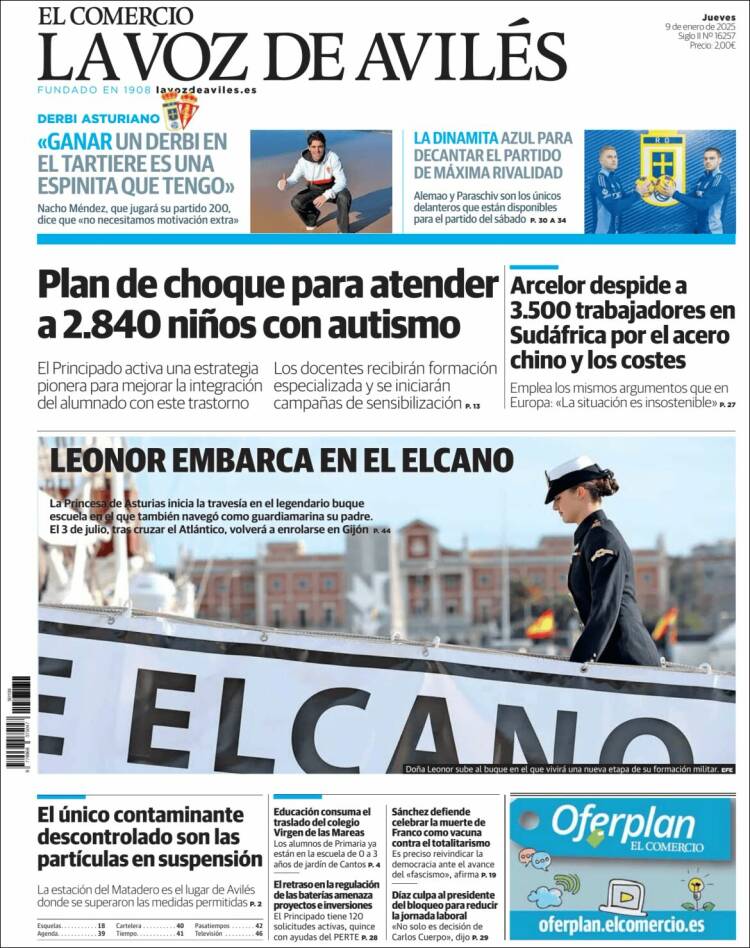 Portada de El Comercio - Avilés (España)
