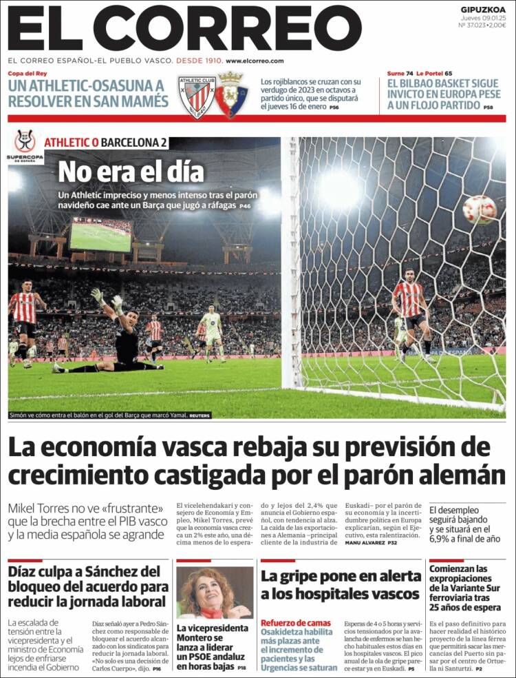 Portada de El Correo - Guipuzcoa (España)