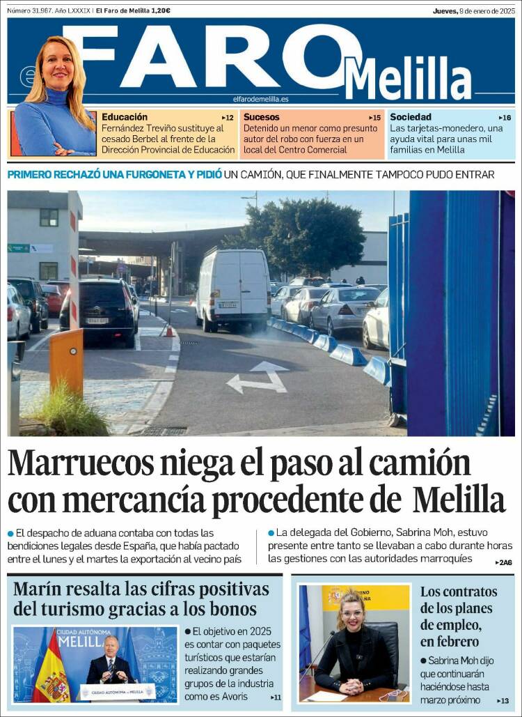 Portada de El Faro de Melilla (España)