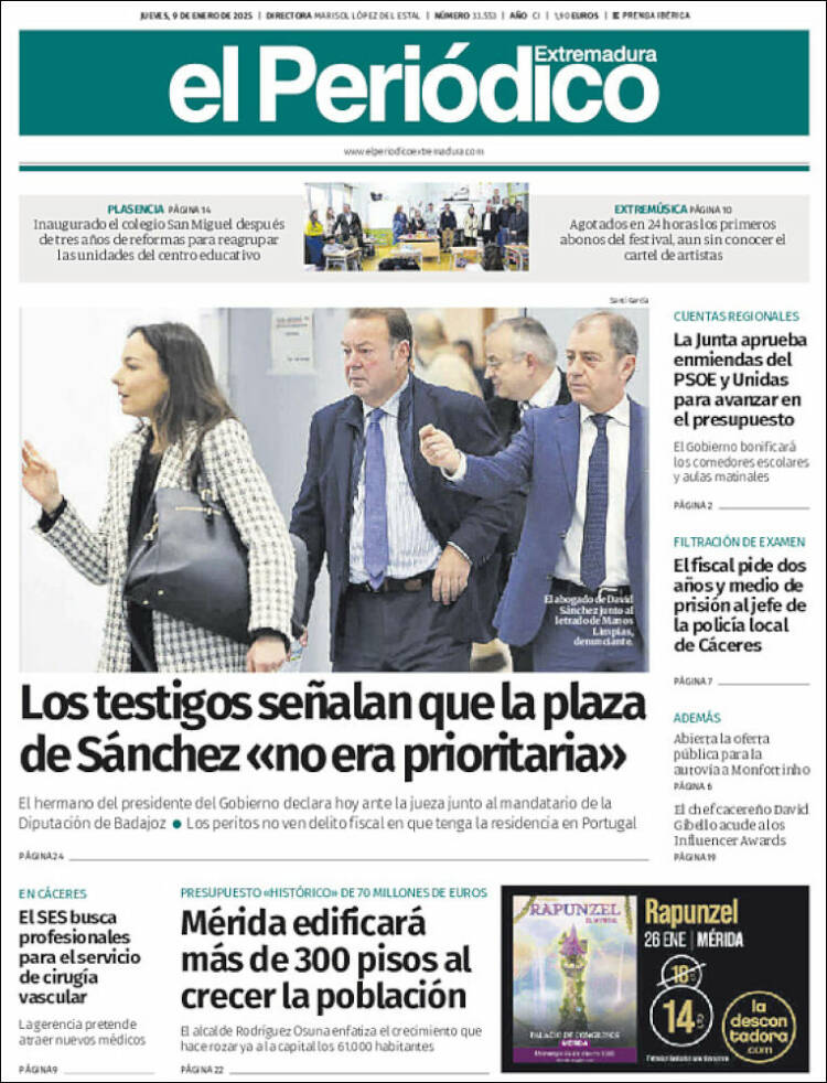 Portada de El Periódico de Extremadura (España)