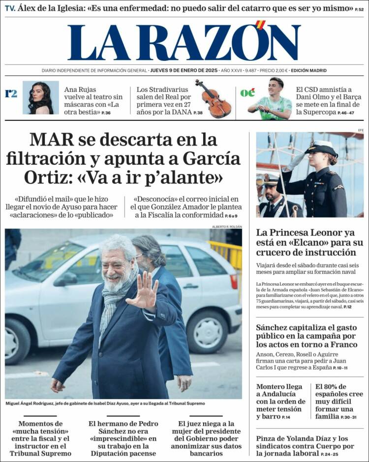 Portada de La Razón (España)