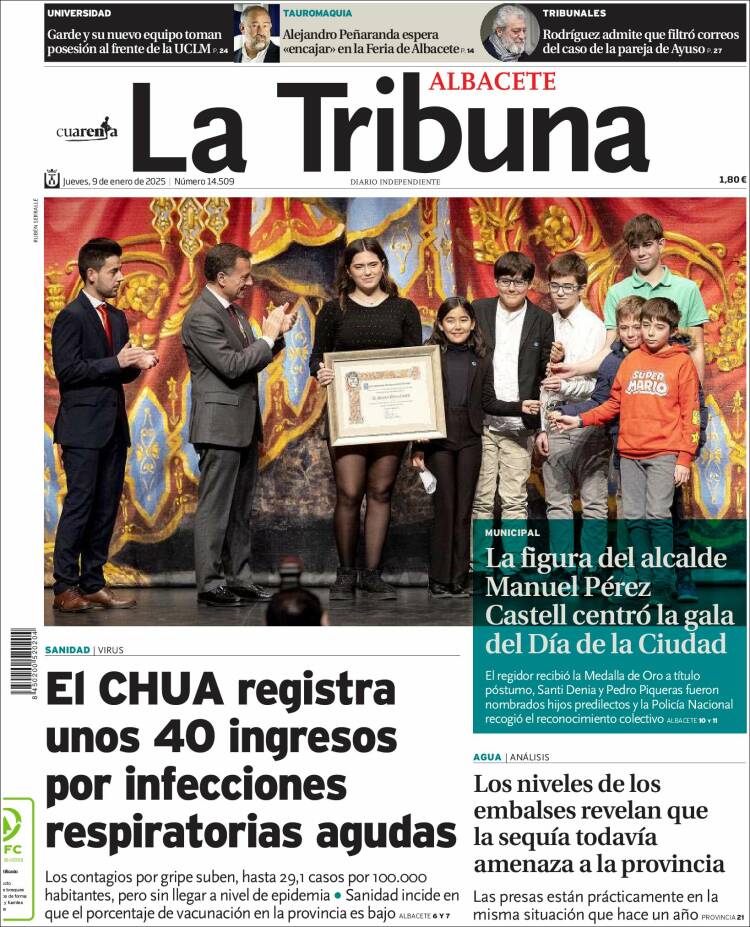 Portada de La Tribuna de Albacete (España)