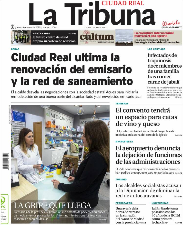 Portada de La Tribuna de Ciudad Real (España)