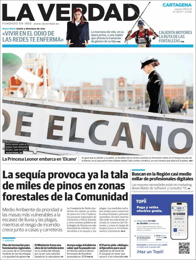 Portada de La Verdad de Cartagena (España)