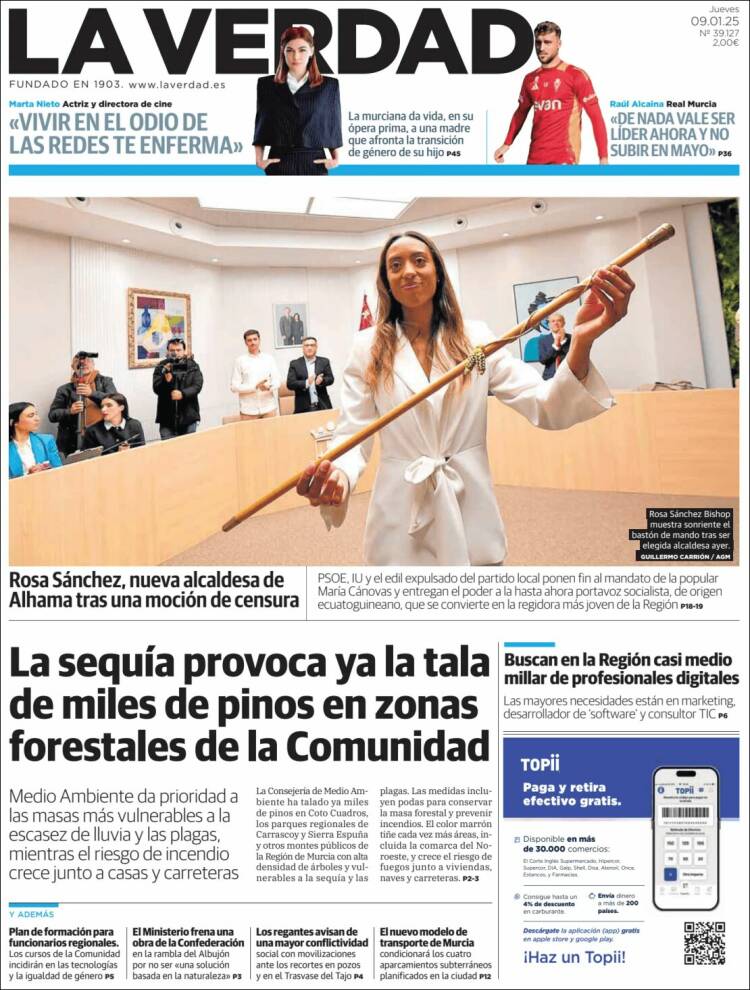 Portada de La Verdad de Murcia (España)