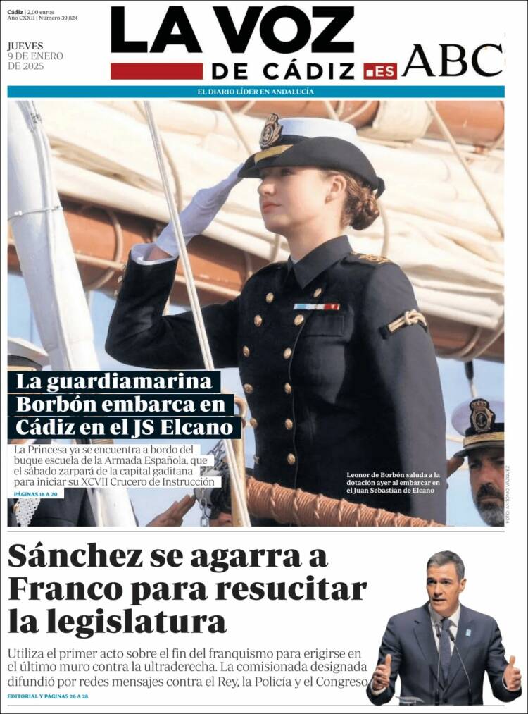 Portada de La Voz de Cádiz (España)