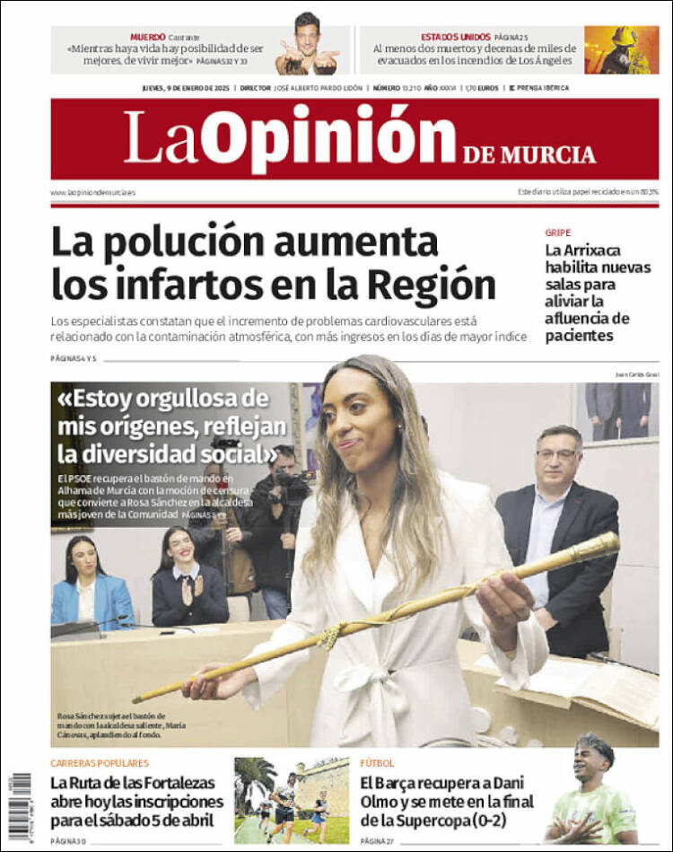Portada de La Opinión de Murcia (España)