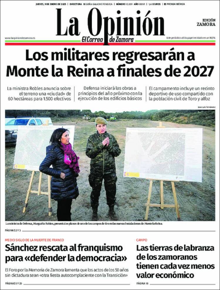 Portada de La Opinión - El Correo de Zamora (España)