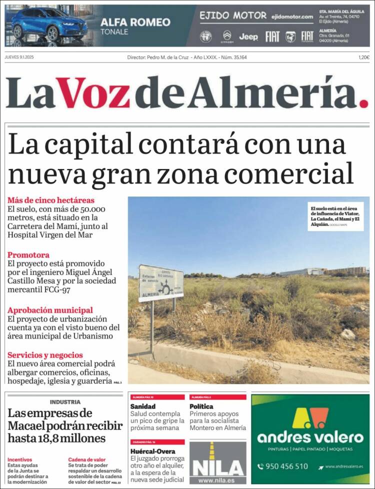Portada de La Voz de Almería (España)