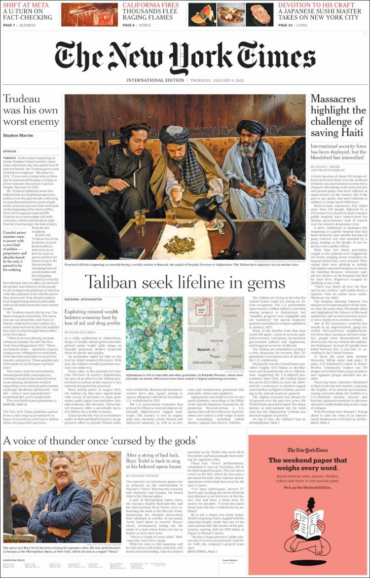 Portada de International New York Times (Europa)