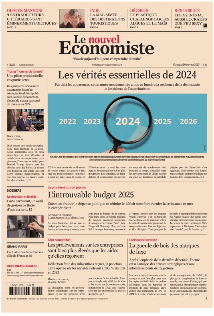 Portada de Le nouvel Economiste (Francia)