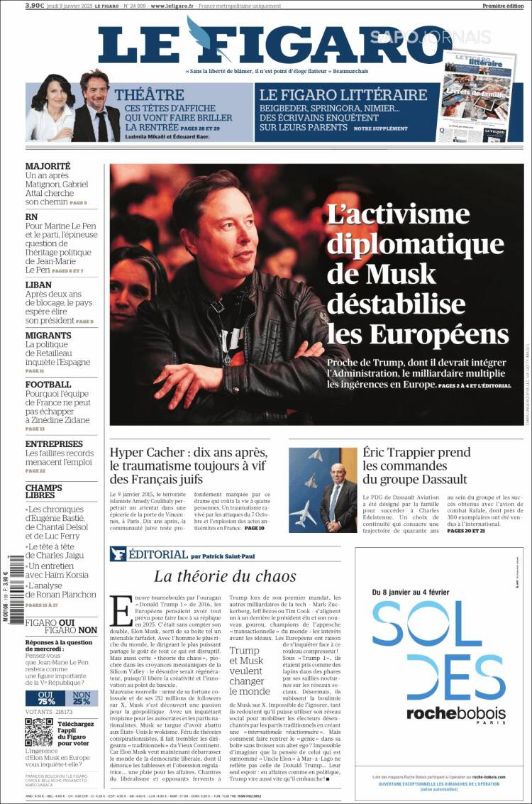 Portada de Le Figaro (Francia)