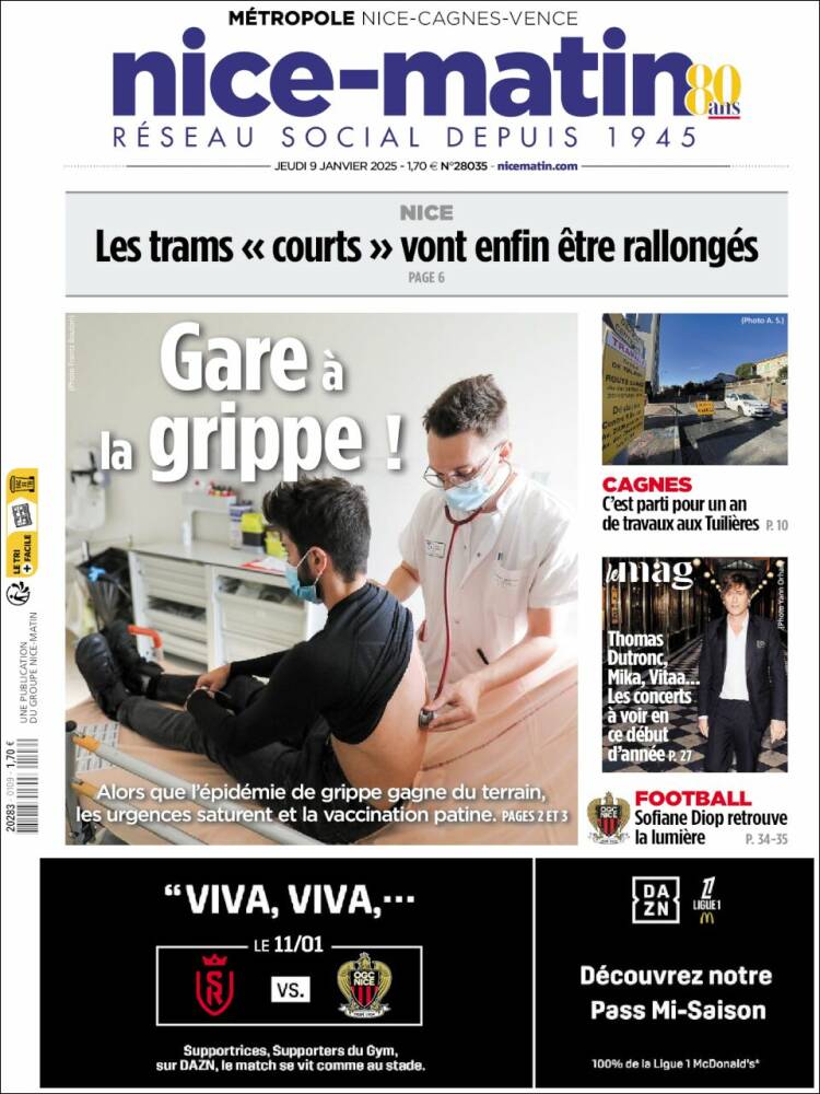 Portada de Nice-Matin (Francia)