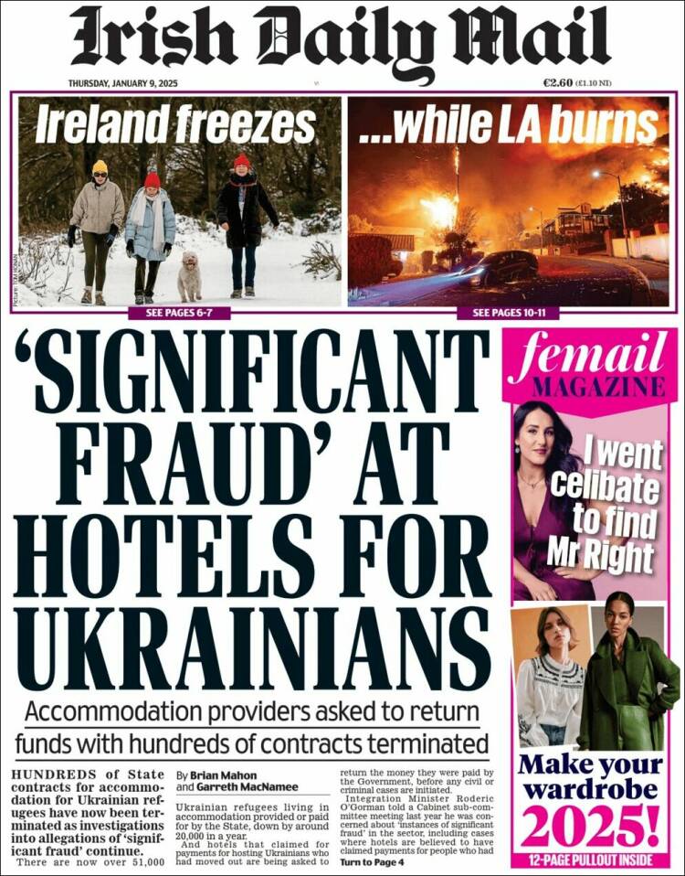 Portada de Irish Daily Mail (Irlanda)