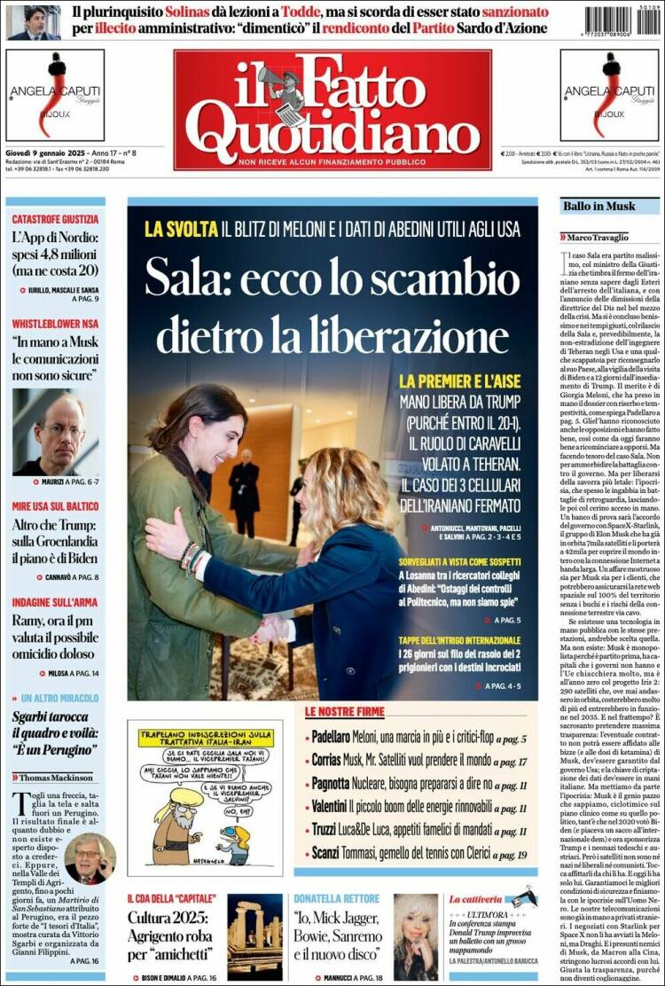 Portada de Il Fatto Quotidiano (Italia)