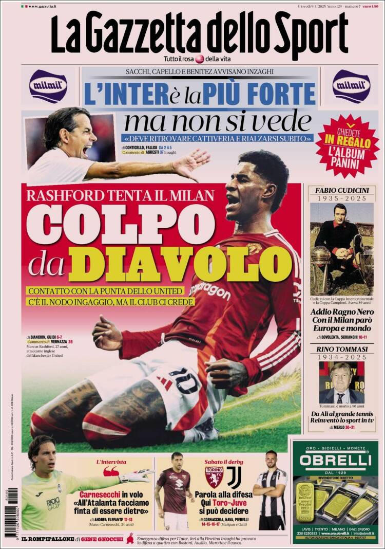 Portada de La Gazzetta dello Sport (Italia)