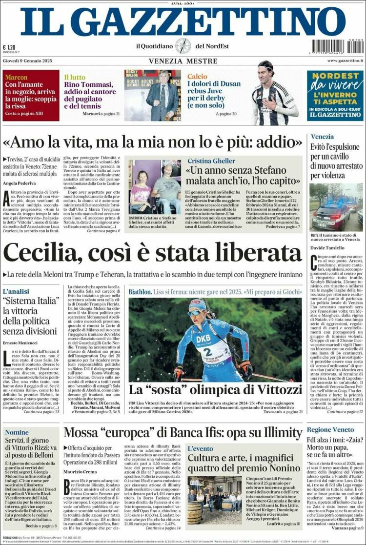 Portada de Il Gazzettino (Italia)