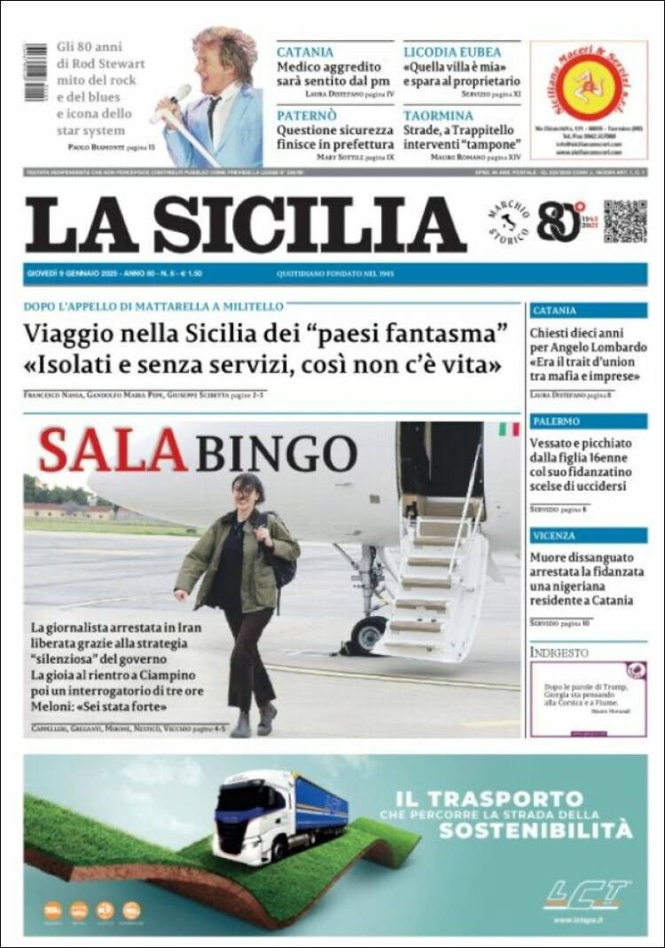 Portada de La Sicilia (Italia)