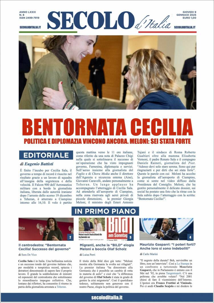 Portada de Secolo d'Italia (Italia)