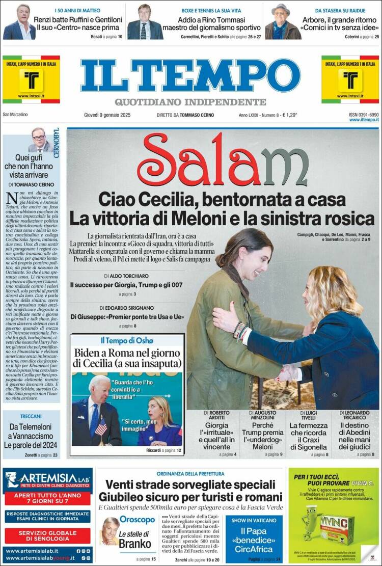 Portada de Il Tempo (Italia)