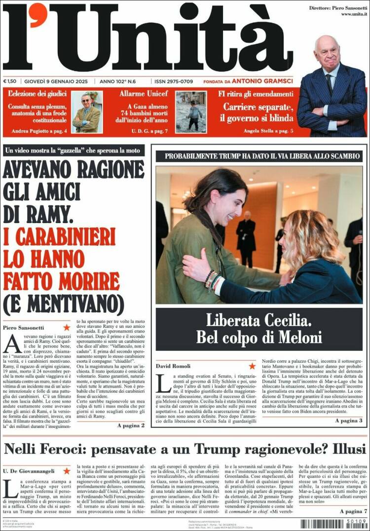 Portada de l'Unità (Italia)