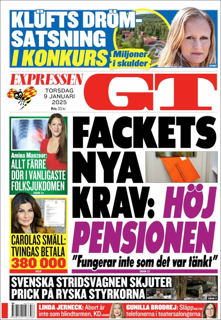 Portada de Göteborgstidningen (Suecia)