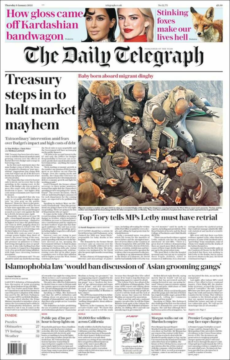Portada de Daily Telegraph (Reino Unido)