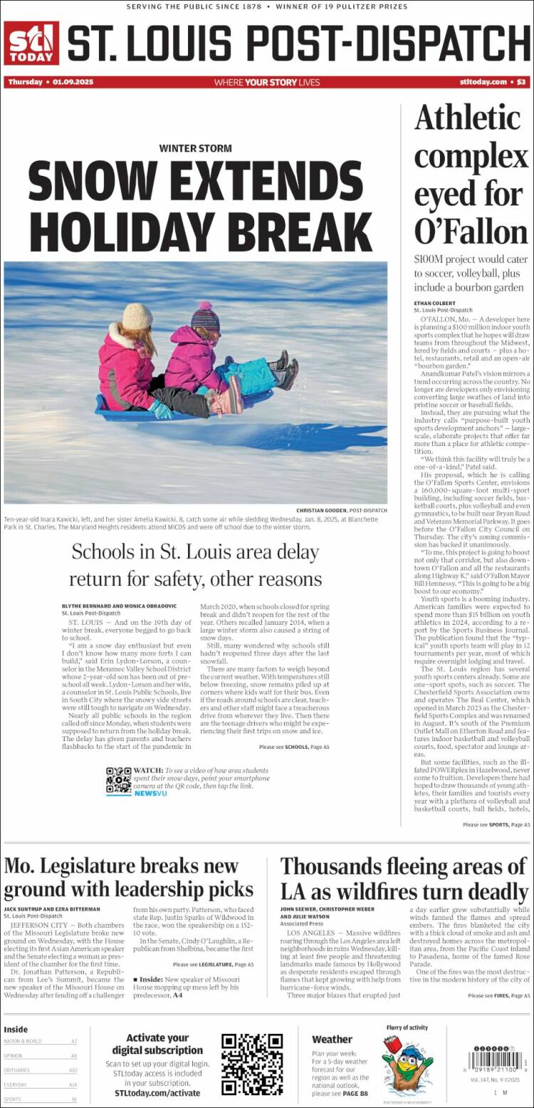 Portada de St. Louis Post-Dispatch (USA)
