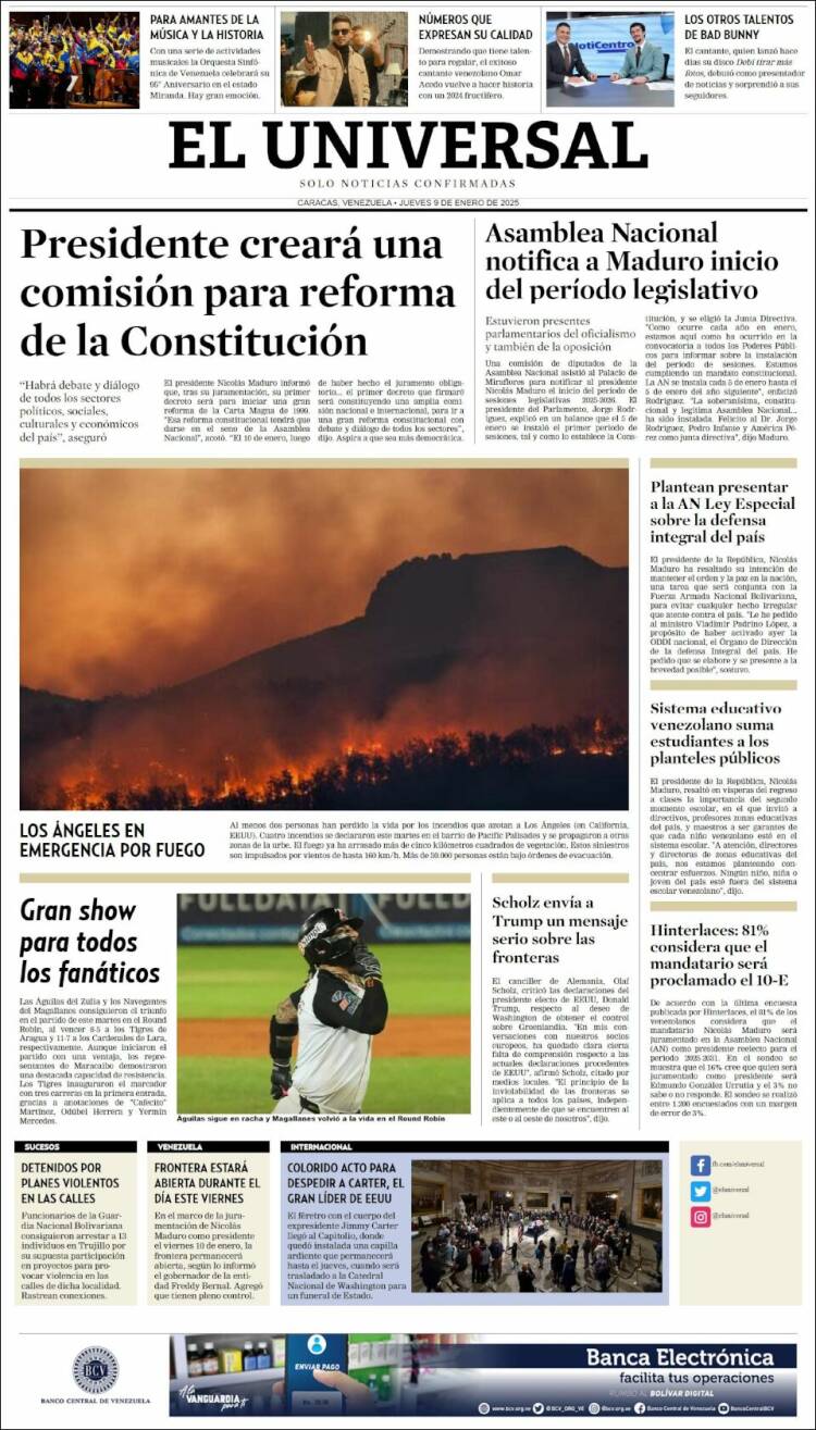 Portada de Universal (Venezuela)