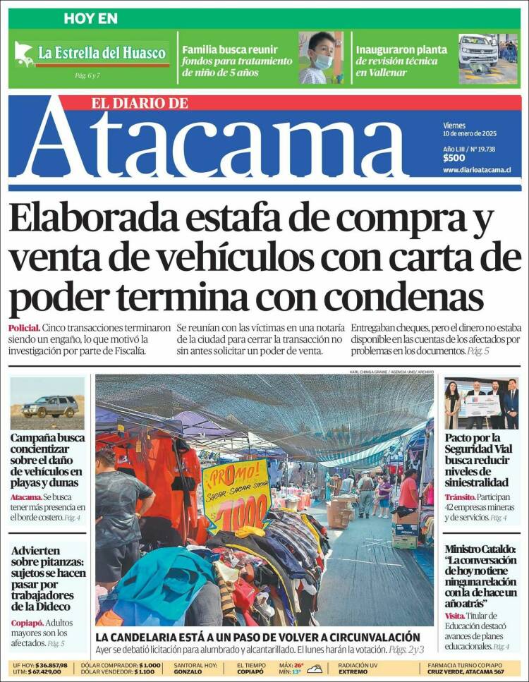 Portada de Diario de Atacama (Chile)