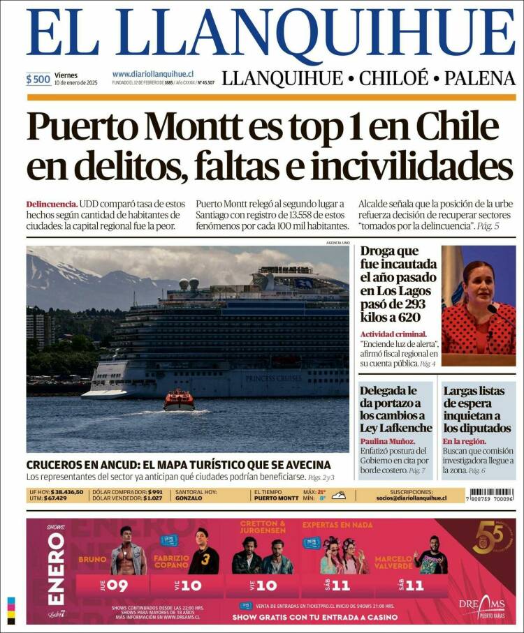 Portada de El Llanquihue (Chile)