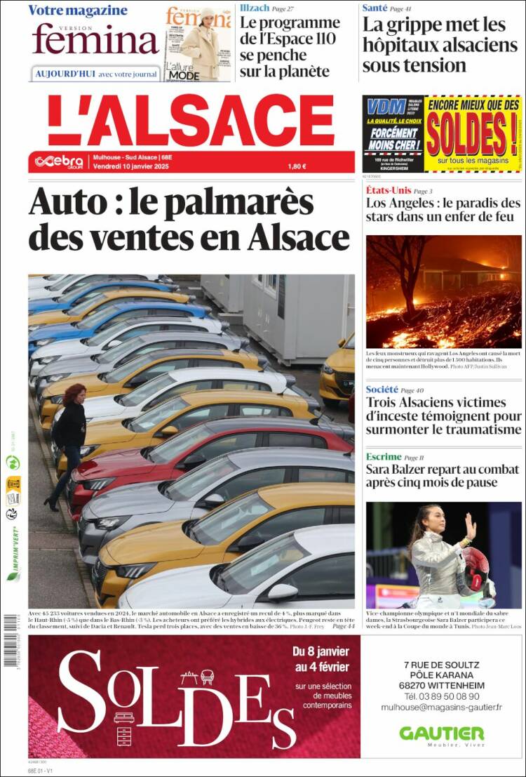 Portada de Journal L'Alsace (Francia)
