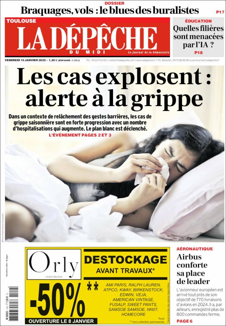 Portada de La Dépêche du Midi (Francia)