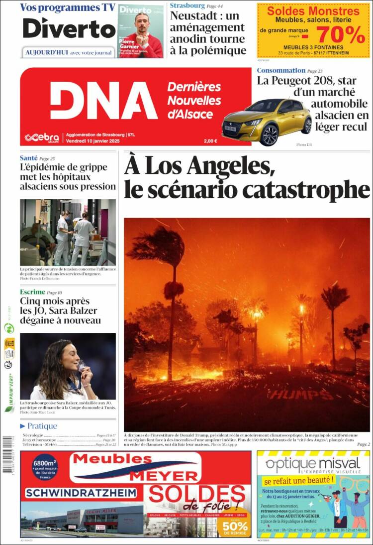 Portada de Les Dernières Nouvelles d'Alsace (Francia)