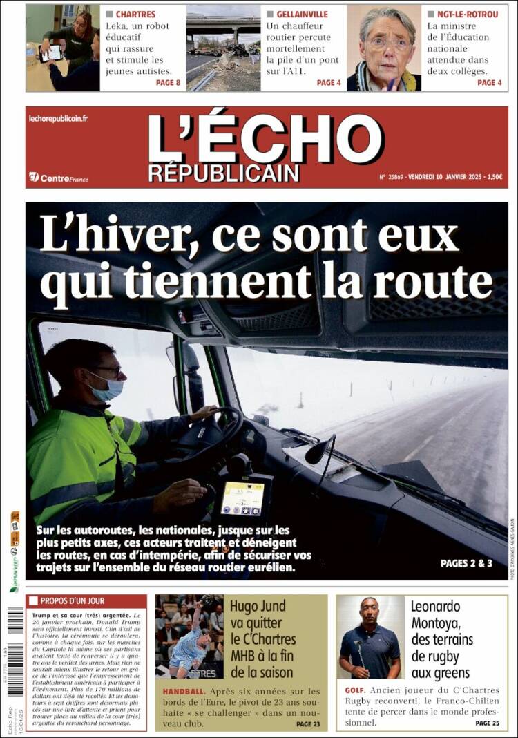 Portada de L'Echo Républicain (Francia)