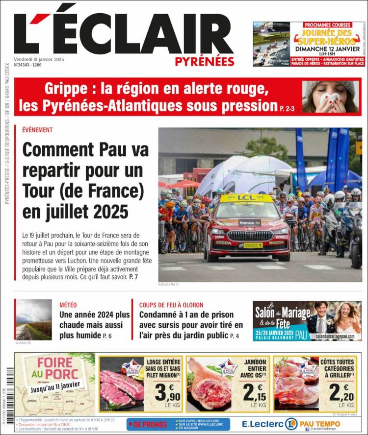 Portada de L'Eclair des Pyrénées (Francia)