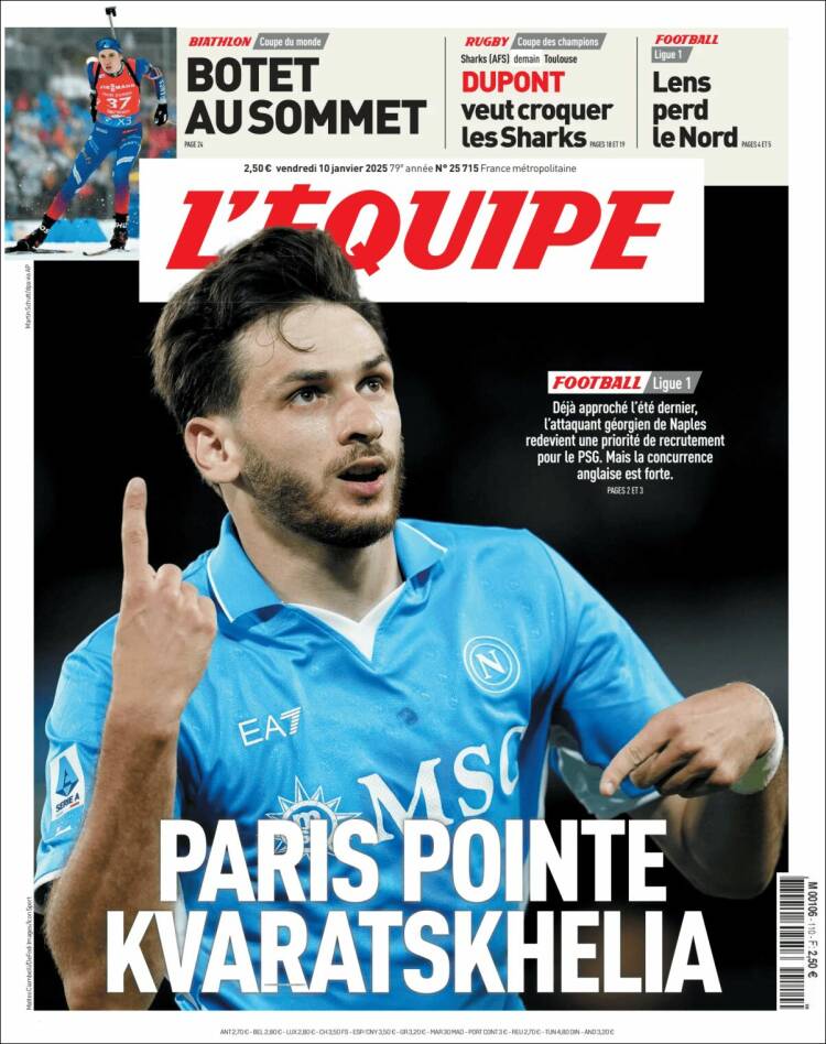 Portada de L'Equipe (Francia)