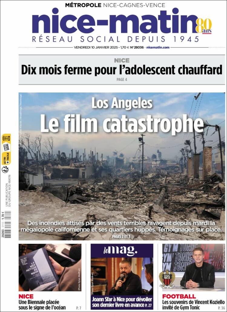 Portada de Nice-Matin (Francia)