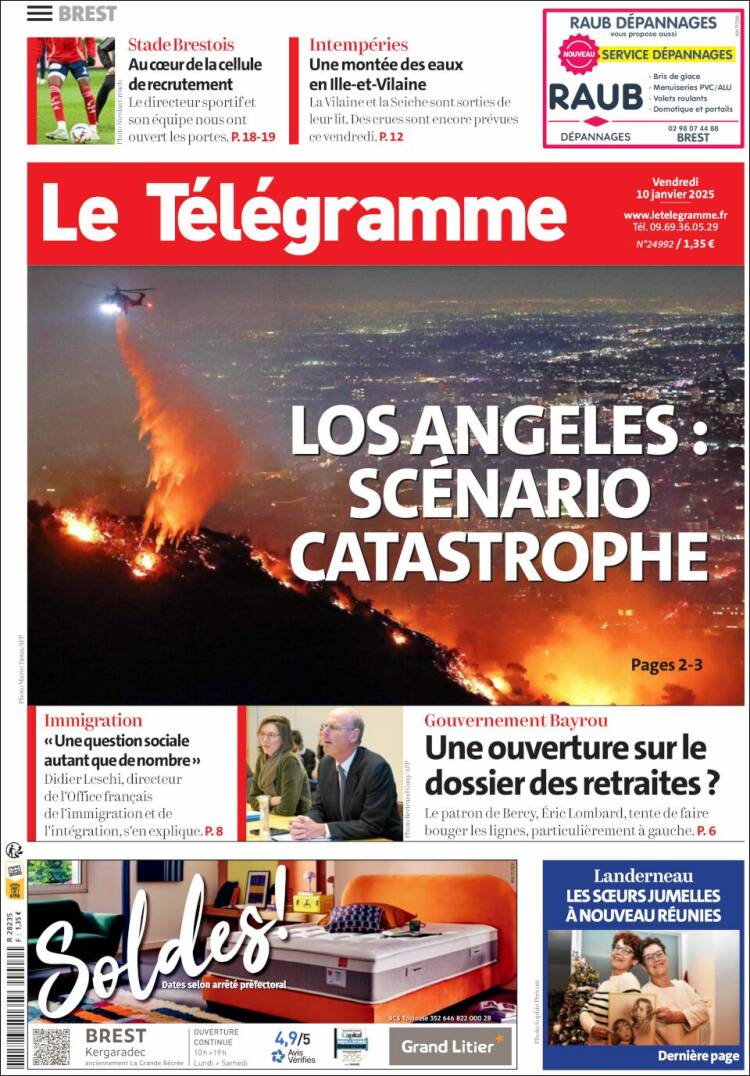 Portada de Télégramme (Francia)