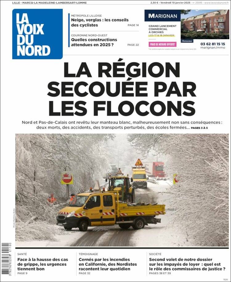 Portada de La Voix du Nord (Francia)