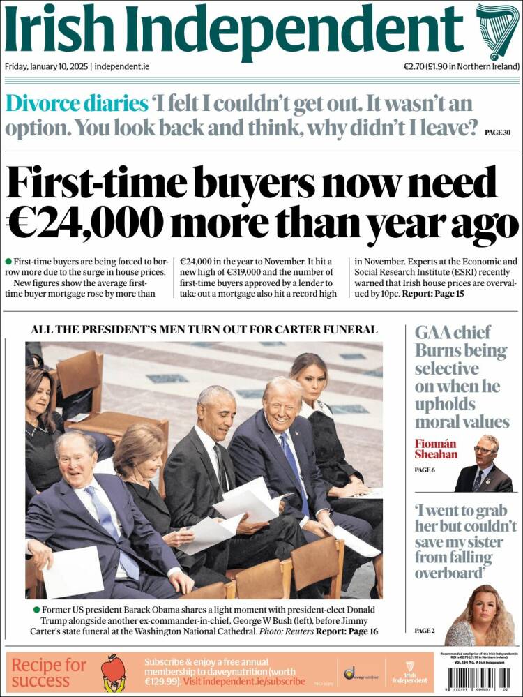 Portada de Irish Independent (Irlanda)