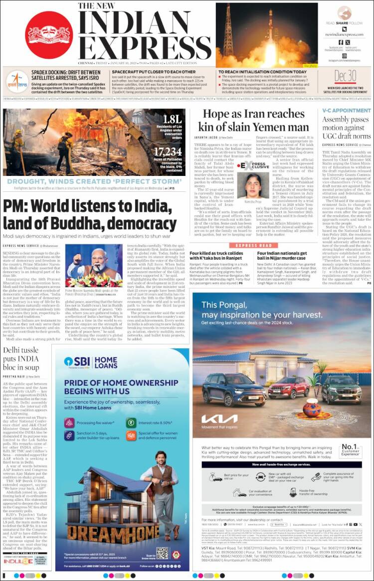 Portada de New Indian Express (India)