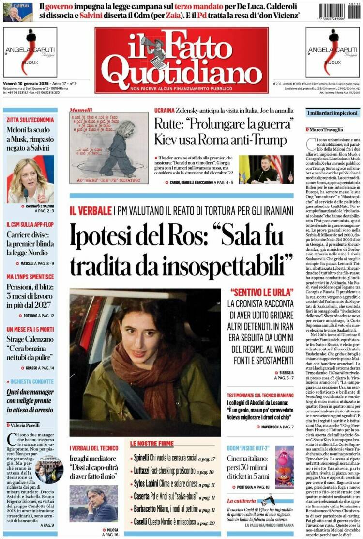 Portada de Il Fatto Quotidiano (Italia)