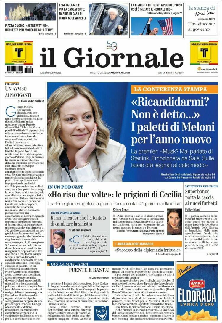 Portada de il Giornale (Italia)
