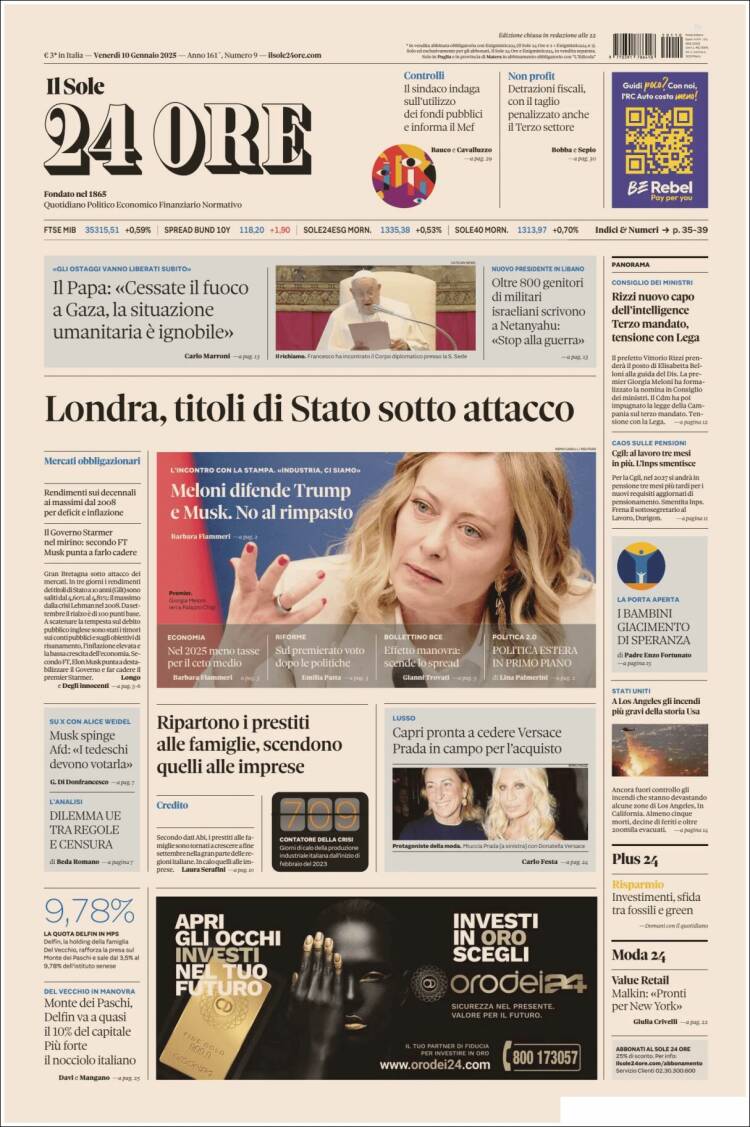 Portada de Il Sole 24 ORE (Italia)