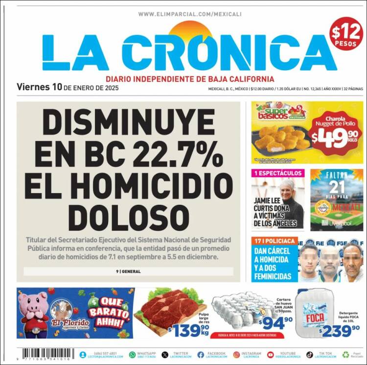 Portada de La Crónica de Baja California (Mexico)