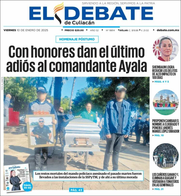 Portada de El Debate de Culiacán (Mexico)