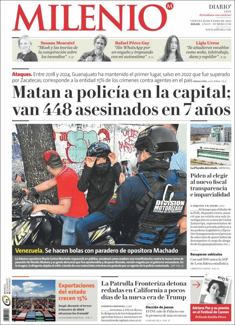 Portada de Milenio de León (Mexico)
